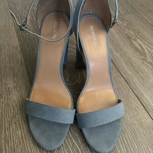 Beautiful color baby blue suede heel sandals